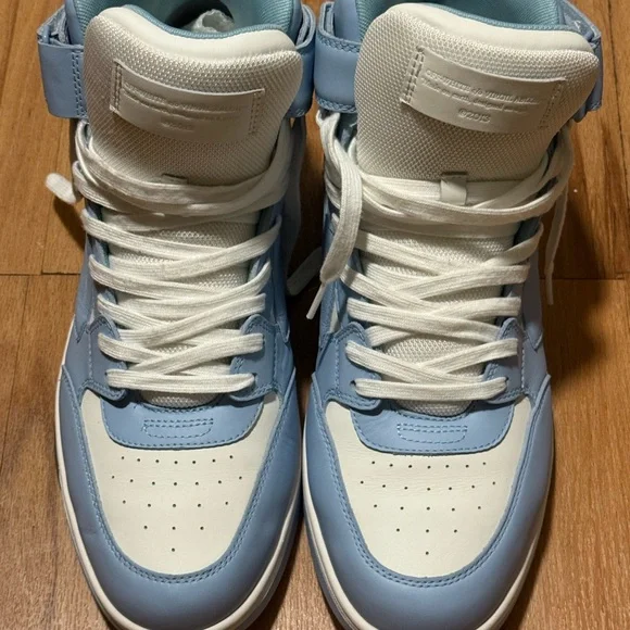 Off-White Out Of Office Mid Leather men Sneaker in White and Baby Blue 13 46 - Picture 2 of 11